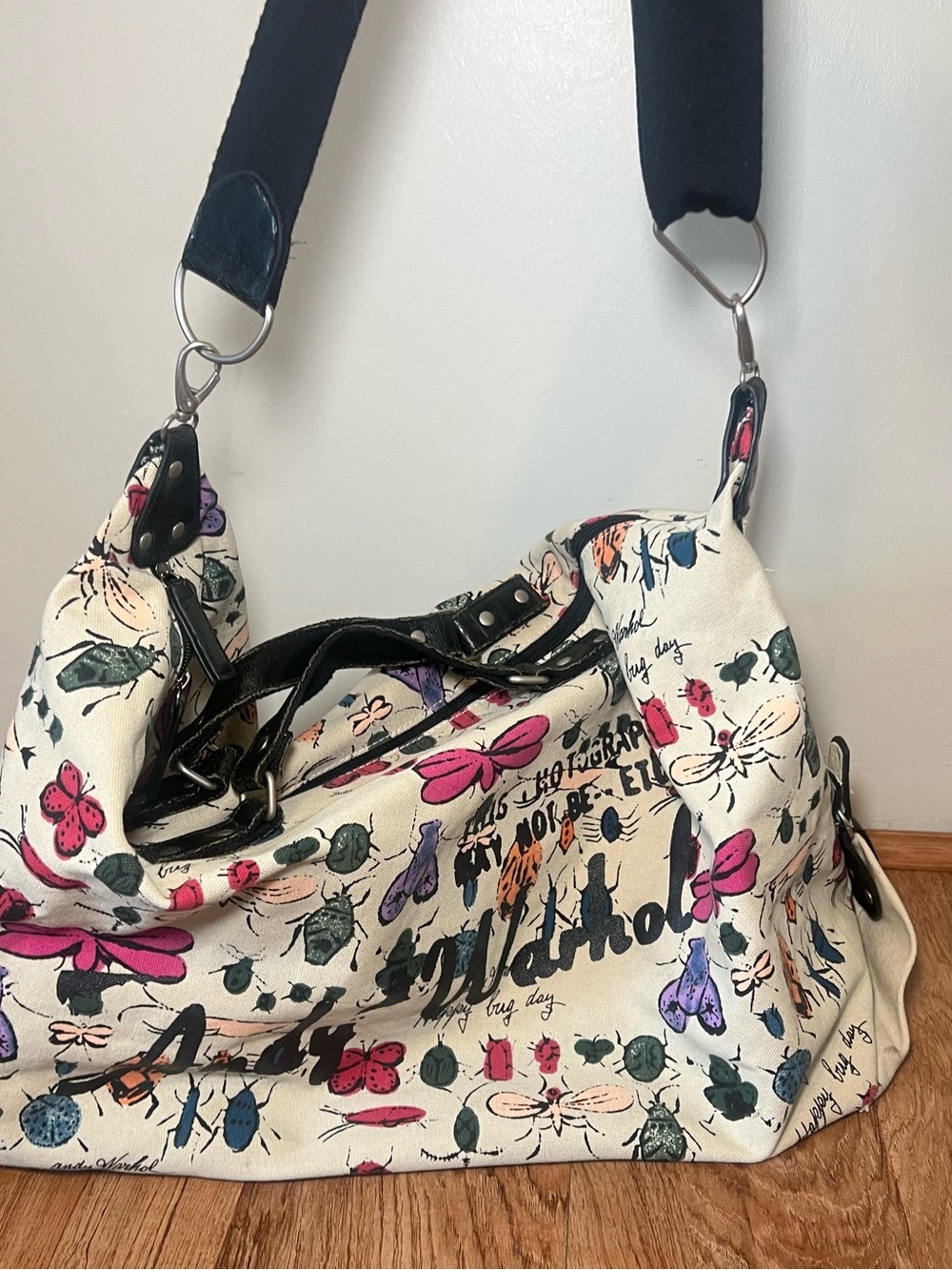 Andy Warhol RARE ‘happy Bug Day’ Duffel Bag Canvas Large - Picture 3 of 11